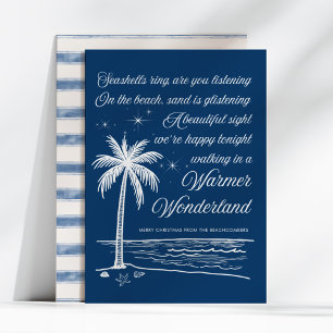 Warmer Wonderland Palmboom Strand Kerstmis Feestdagenkaart