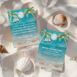 Warmer Wonderland Tropical Beach kerst Kaart<br><div class="desc">Breng strandvibes naar uw vakantieviering met deze tropische kerstfeestuitnodiging! Met palmbomen, schelpen, sprankelend zand en een zeilboot die over een maanverlichte oceaan drijft, heeft de voorkant de tekst ingesteld op "Winter Wonderland" met een tropische twist. Personaliseer de achterkant met uw feestgegevens. Uw partijgegevens kunnen aan de andere kant worden gepersonaliseerd....</div>