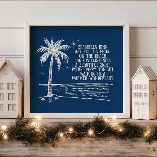 Warmere Kerstwonderland Palmboom Strand Kerstmis Poster