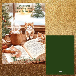 Warmes Kitten Aquarel Kerst Platte Vakantiegroetka Feestdagenkaart