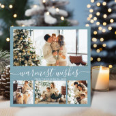 Warmest wenst Elegant 4 Kerstmis met fotocollage Feestdagenkaart