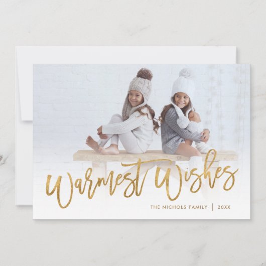 Warmest wenst Gold Script-fotobedekking Feestdagenkaart (Voorkant)