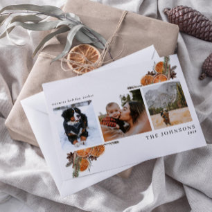 Warmest wil Boho Citrus Botanical 3 Foto Holi Feestdagenkaart