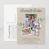 Warmest wil Burlap Eucalyptus Photo Collage Feestdagenkaart (Voorkant / Achterkant)