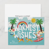 Warmest wil Funny Surfing Santa en Beach Feestdagenkaart (Voorkant / Achterkant)