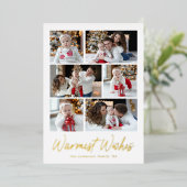Warmest wil Gold Script 6 Foto Collage Folie Feestdagenkaart (Staand Voorkant)