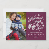 Warmest wil kerstfoto van Burgundy Feestdagenkaart (Voorkant)