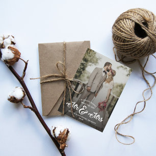 Warmest wil New Mr & Mrs Wedding Photo Holiday Feestdagenkaart