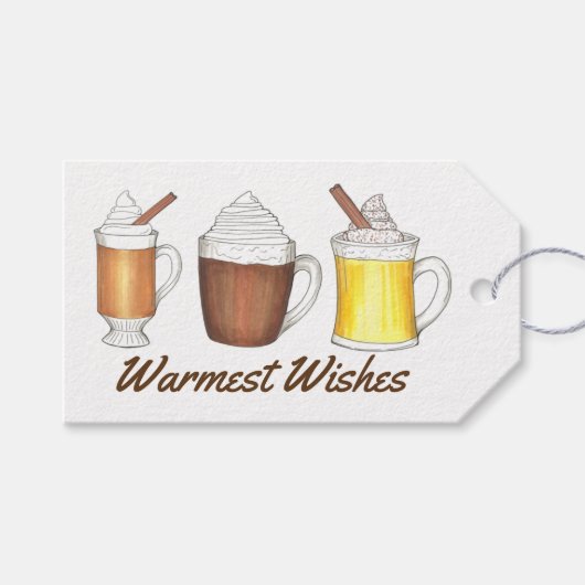 Warmest Wishes Cocoa Egg Nog Holiday Gift Label Cadeaulabel (Voorkant (Horizontaal))