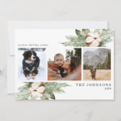 Warmest Wishes Cotton Winter Greenery Foto Holida Feestdagenkaart (Voorkant)