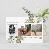 Warmest Wishes Cotton Winter Greenery Foto Holida Feestdagenkaart (Staand voorkant)