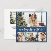 Warmest Wishes Elegant 4 Photo Collage Kersth Feestdagenkaart (Voorkant / Achterkant)