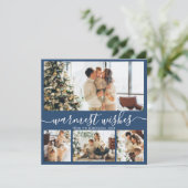 Warmest Wishes Elegant 4 Photo Collage Kersth Feestdagenkaart (Staand voorkant)