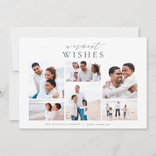 Warmest Wishes Elegant 6 Photo Collage Kerstmis Feestdagenkaart (Voorkant)