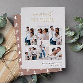 Warmest Wishes Elegant 6 Photo Collage Kerstmis Folie Feestdagenkaart