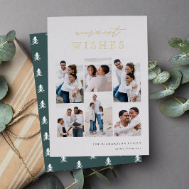 Warmest Wishes Elegant 6 Photo Collage Kerstmis Folie Feestdagenkaart