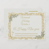 Warmest Wishes Elegant Gold and Sage Holiday Postc Briefkaart (Voorkant / Achterkant)