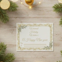 Warmest Wishes Elegant Gold and Sage Holiday Postc