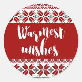 Warmest Wishes Fair Isle Pattern Ronde Sticker
