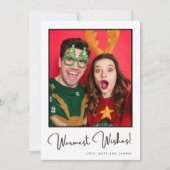 Warmest Wishes Fun Couple Photo met kerstfeestdag  Feestdagenkaart (Voorkant)