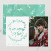 Warmest Wishes Holiday Wreatfoto Feestdagenkaart (Voorkant / Achterkant)