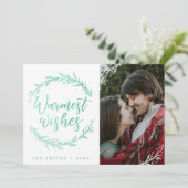 Warmest Wishes Holiday Wreatfoto Feestdagenkaart (Staand voorkant)