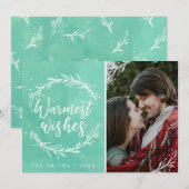 Warmest Wishes Holiday Wreatfoto Feestdagenkaart (Voorkant / Achterkant)