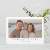 Warmest Wishes Modern Holiday Photo Feestdagenkaart (Staand voorkant)