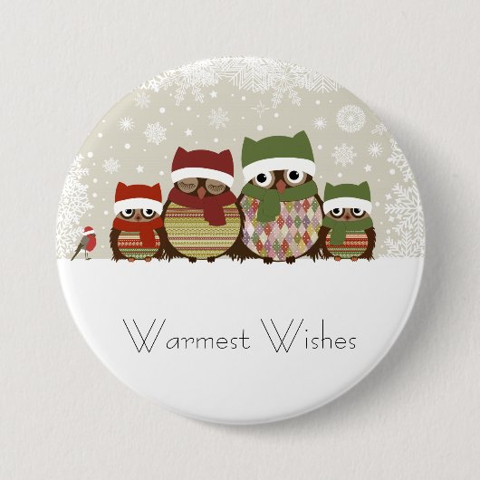 Warmest Wishes Owl Family Button (Voorkant)
