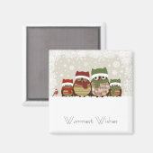 Warmest Wishes Owl Family Magnet (Voorkant / Achterkant)