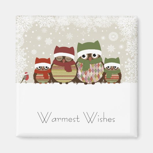 Warmest Wishes Owl Family Magnet (Voorkant)