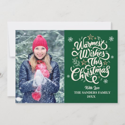 Warmest Wishes This Christmas Cute Family Photo Feestdagenkaart (Voorkant)