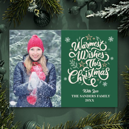 Warmest Wishes This Christmas Cute Family Photo Feestdagenkaart