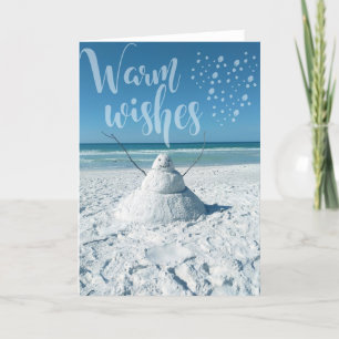 Warmest Wishes vakantiekaart tropische sneeuwman Feestdagen Kaart
