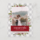 Warmest Wishes Winter Greenery Foto Feestdagenkaart (Voorkant)