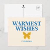 Warmest Wishes with Kindness Typography Postcard Briefkaart (Voorkant / Achterkant)