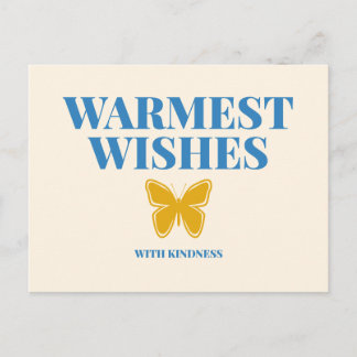Warmest Wishes with Kindness Typography Postcard Briefkaart