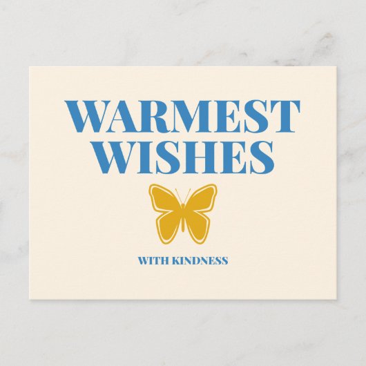 Warmest Wishes with Kindness Typography Postcard Briefkaart (Voorkant)