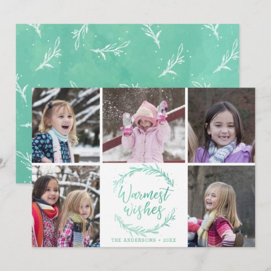 Warmest Wwish Wreater Photo Collage Feestdagenkaart (Voorkant / Achterkant)