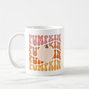 Warmgekleurde Herfst Retro pompoen tekst Koffiemok