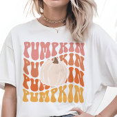 Warmgekleurde Herfst Retro Pompoen Tekst T-shirt