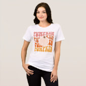 Warmgekleurde Herfst Retro Pompoen Tekst T-shirt (Voorkant volledig)