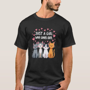 Warmhartig meisje houdt van katten Vier kattenkuns T-shirt