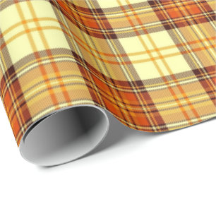 Warming geruite herfststof cadeaupapier