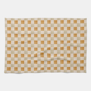 Warming neutrale geruite theedoek, gezellige beige theedoek