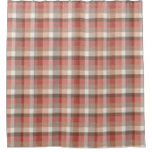 Warming Rustic Plaid Stof Textuur in Koraal Douchegordijn (Voorkant)