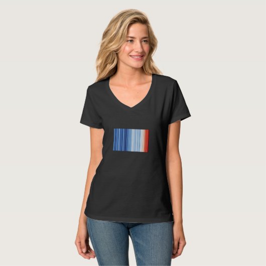Warming Stripes Wereldtemperatuur Klimaatveranderi T-shirt (Voorkant volledig)