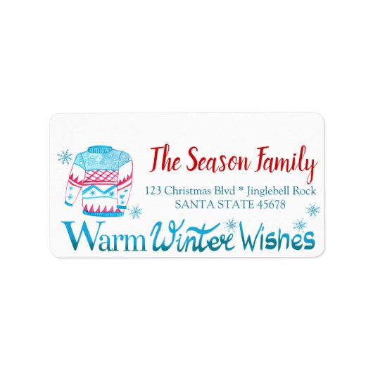 Warming winterwensen Kerstmuts Etiket (Voorkant)