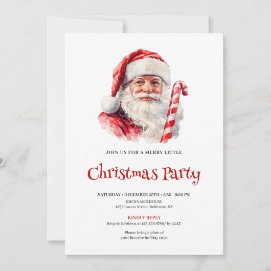 Warmish classic Santa Claus Christmas invitation Kaart (Voorkant)