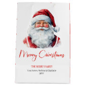 Warmish Santa Claus Cozy Red Green Holiday Chic Medium Cadeauzakje (Achterkant)